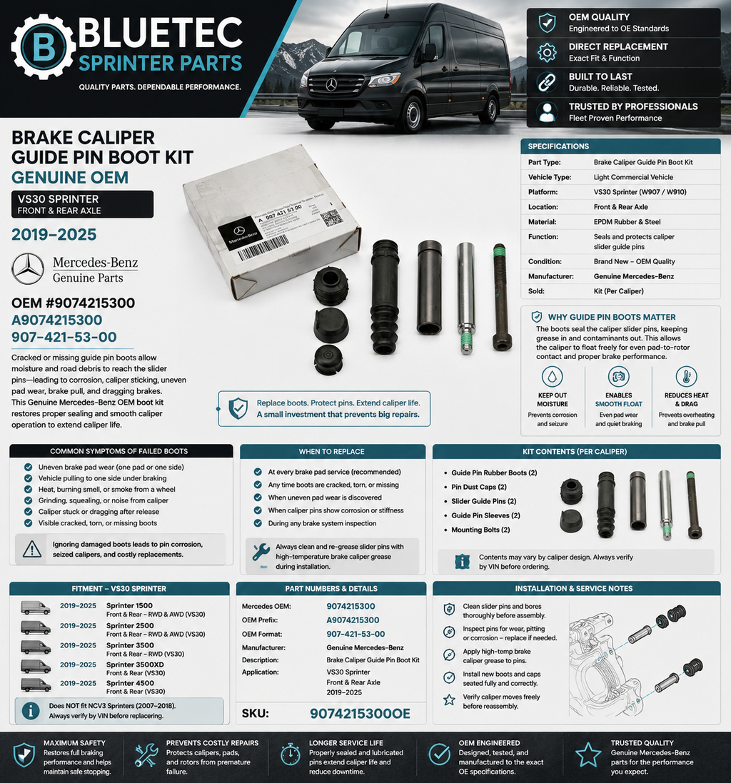 Mercedes Sprinter Brake Caliper Guide Pin Boot Kit – Genuine OEM | VS30 | #9074215300 (2019–2025)